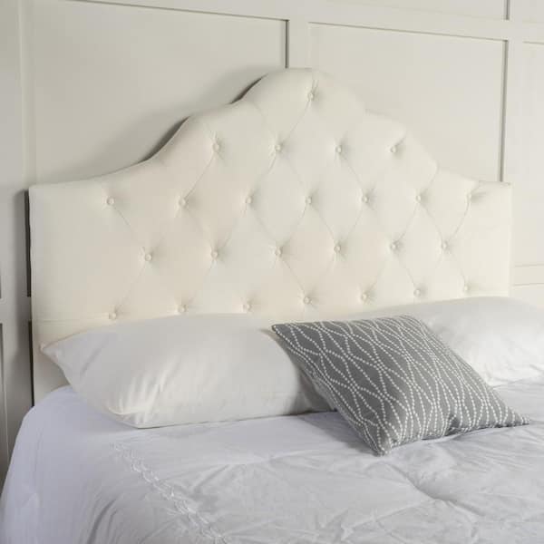CIPACHO 62.25 in. W Ivory White Upholstered Queen Modern 