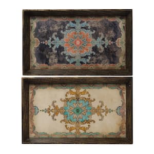 Brown and Black Decorative Tray Set of 2