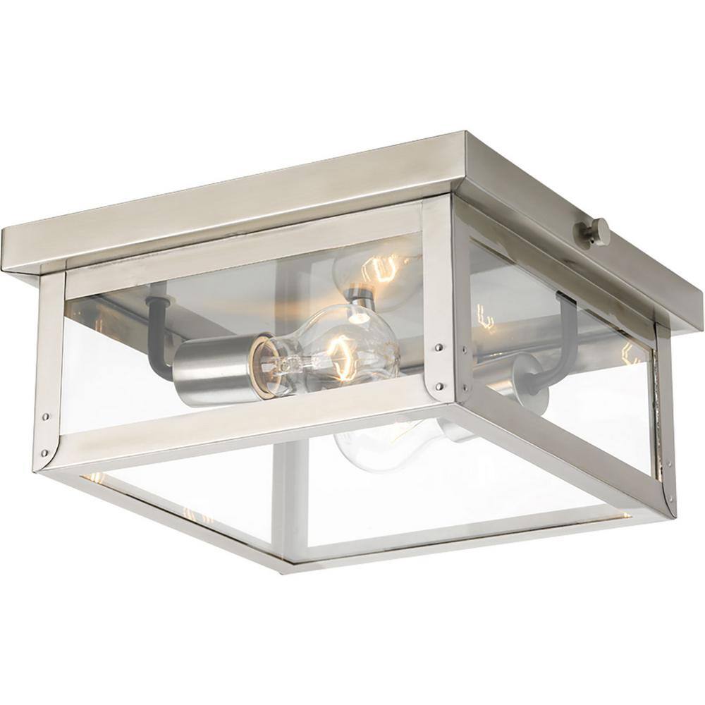 Union Square Stainless Steel Glass Flush Mount Light