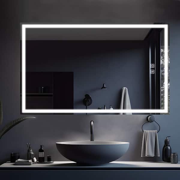 NEUTYPE 50 in. W x 31 in. H Large Rectangular Frameless Anti-Fog Wall Bathroom Vanity Mirror