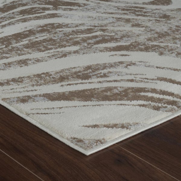 Nomad Beige Brown 5 ft. x 8 ft. Coastal Abstract Indoor Area Rug