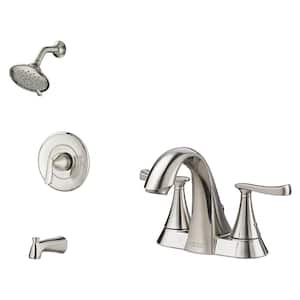 Chatfield Single-Handle 3-Spray Tub and Shower Faucet and 4 in. Centerset Bathroom Faucet Set in Brushed Nickel