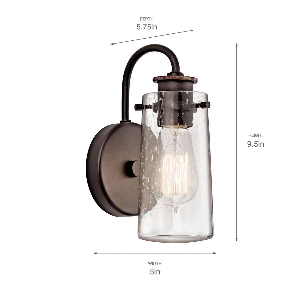 Rustic Distressed Bronze Jelly Jar Wall Sconce, 9.5" Height