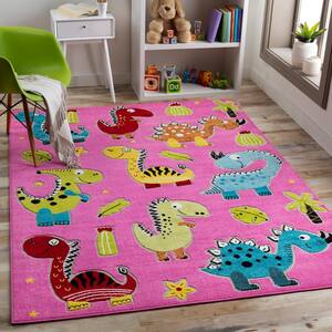 Ext-PINK Multi-Colored Pink 7 ft. 10 in. x 10 ft. Area Rug