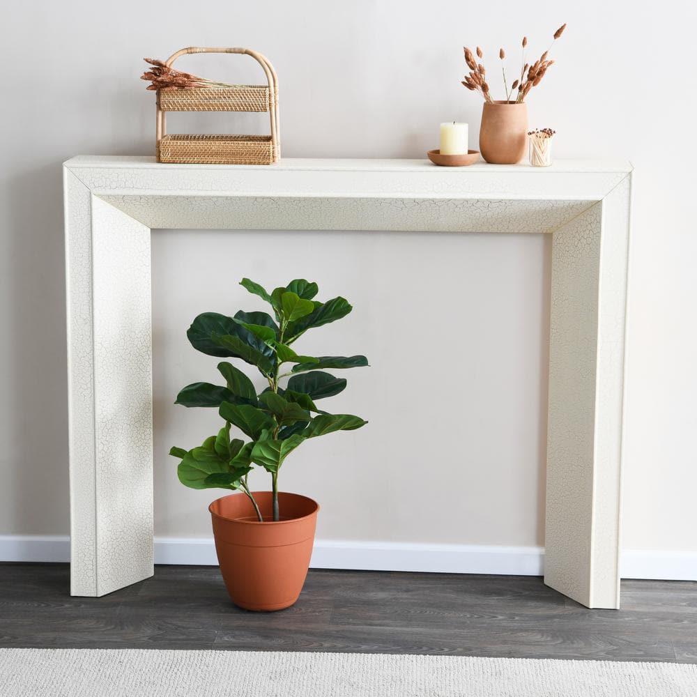 Distressed Cream MDF Decorative Fireplace Mantel, 50" x 40"