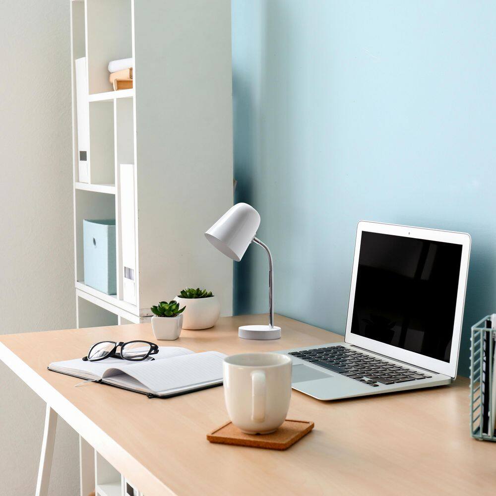 "15.28"" Sleek Essentials Minimalist Metal Desk Task Lamp, for Office, Desk, Nightstand, Dorm, Off White" price history on PriceWatchPro
