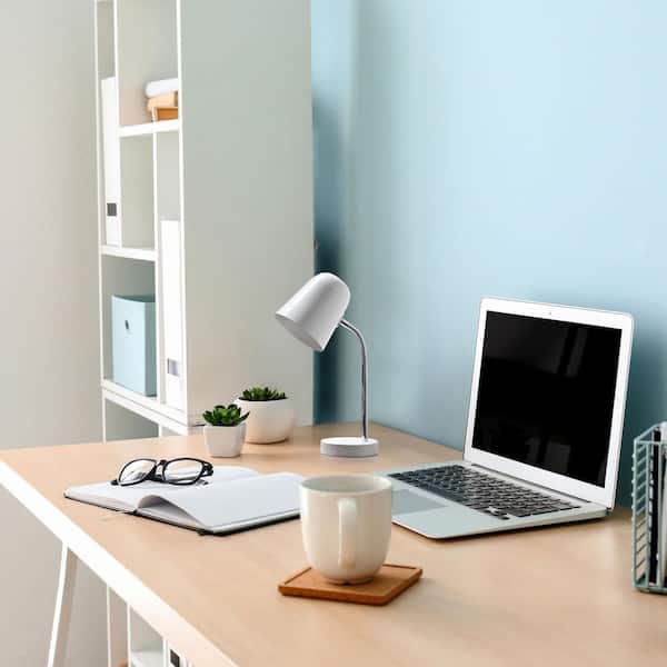 15.28" Sleek Essentials Minimalist Metal Desk Task Lamp, for Office, Desk, Nightstand, Dorm, Off White