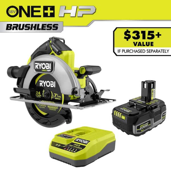 ONE+ HP 18V Brushless Cordless 7-1/4 in. Circular Saw Kit with 4 Ah EDGE Battery and Charger