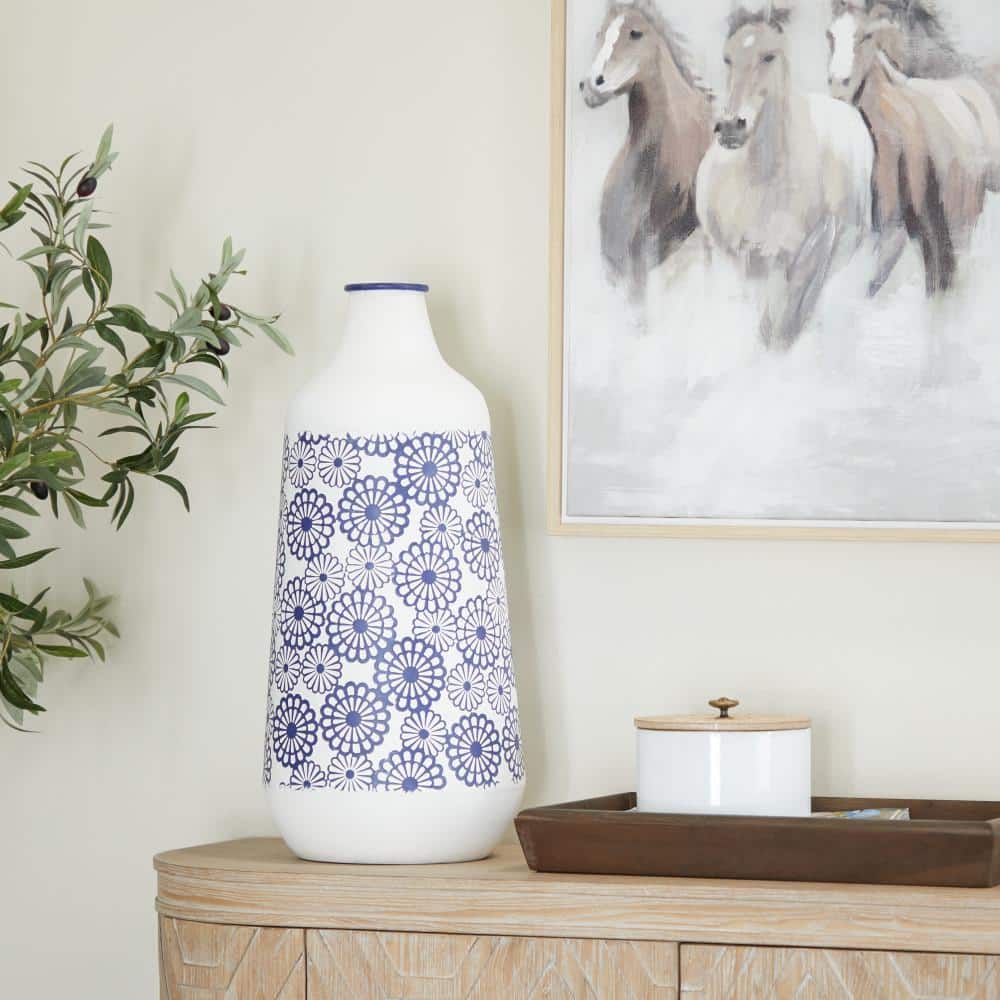 Litton Lane White Iron French Country Vase 040872 The Home Depot