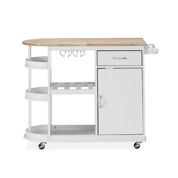 Noble House Colby White Bar Cart with Drawers