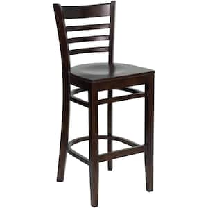 29.5 in. Walnut Wood Seat/Walnut Wood Frame Bar Stool - 2 pack