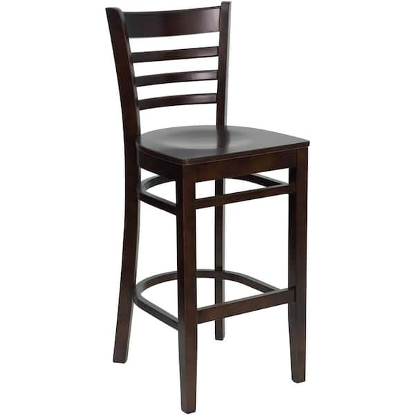 Carnegy Avenue 29.5 in. Walnut Wood Seat/Walnut Wood Frame Bar Stool ...