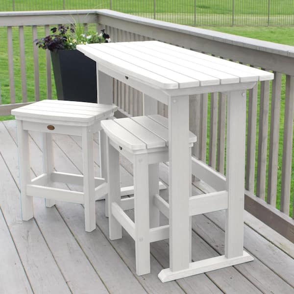 Highwood Lehigh White 3-Piece Plastic Rectangular Counter Height Outdoor Dining Set