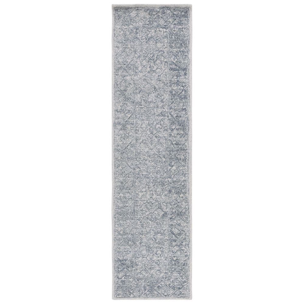 Handmade Blue and Grey Wool Tufted Runner Rug