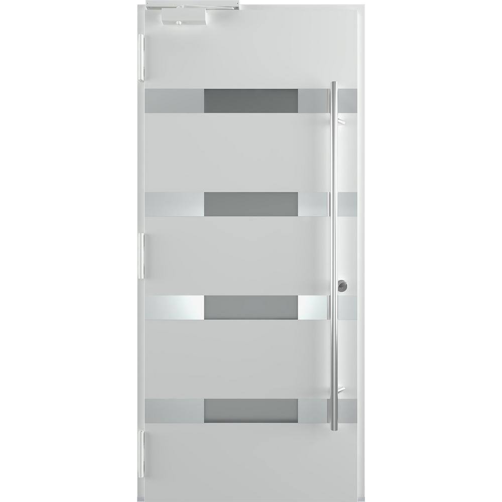 Aura Black Zinc-Galvanized Steel Front Door with Frosted Glass