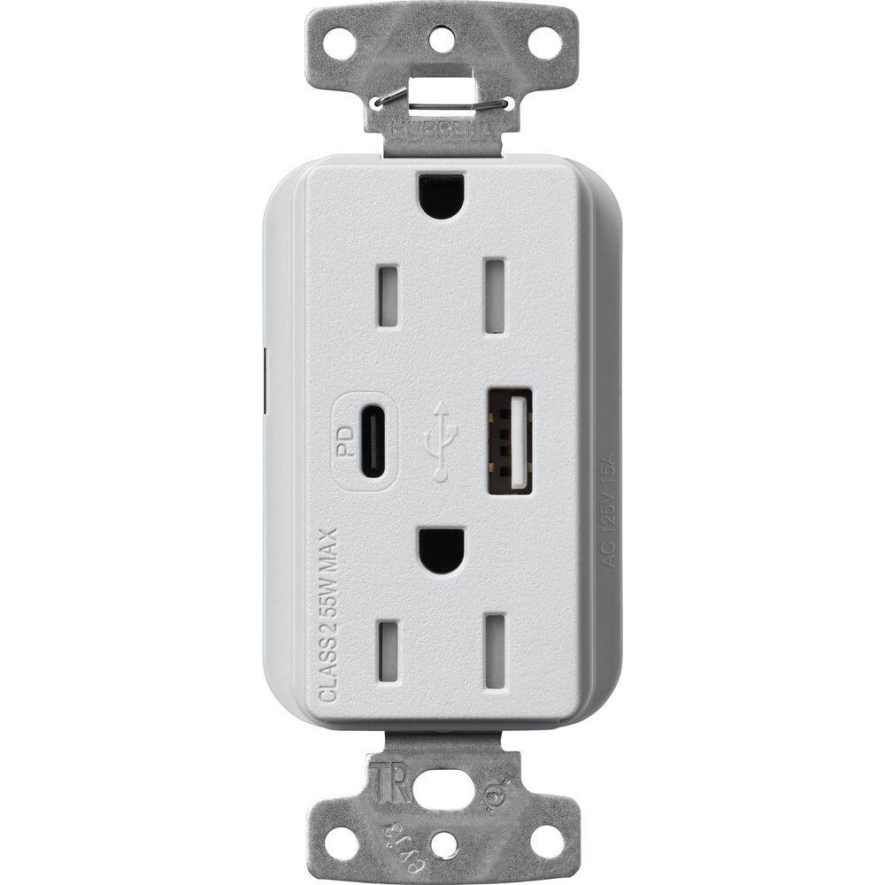 Claro 15 Amp Tamper Resistant USB Type A/C Duplex Receptacle, Decorator Style Outlet, Satin Finish, SCR-15-ACTR-MI, Gray price history on PriceWatchPro