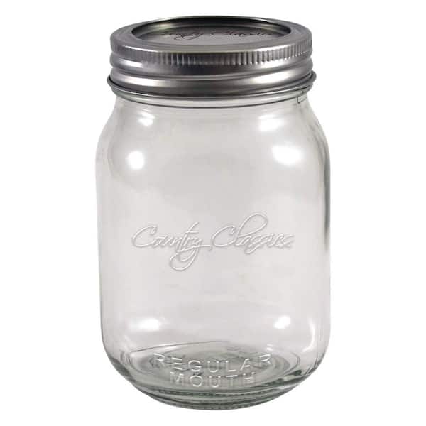 Choice 16 oz. Pint Regular Mouth Glass Canning / Mason Jar with Silver  Metal Lid and Band - 12/Pack