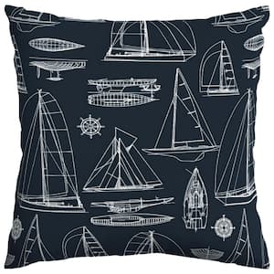 Sailing Midnight Outdoor Square Throw Pillow