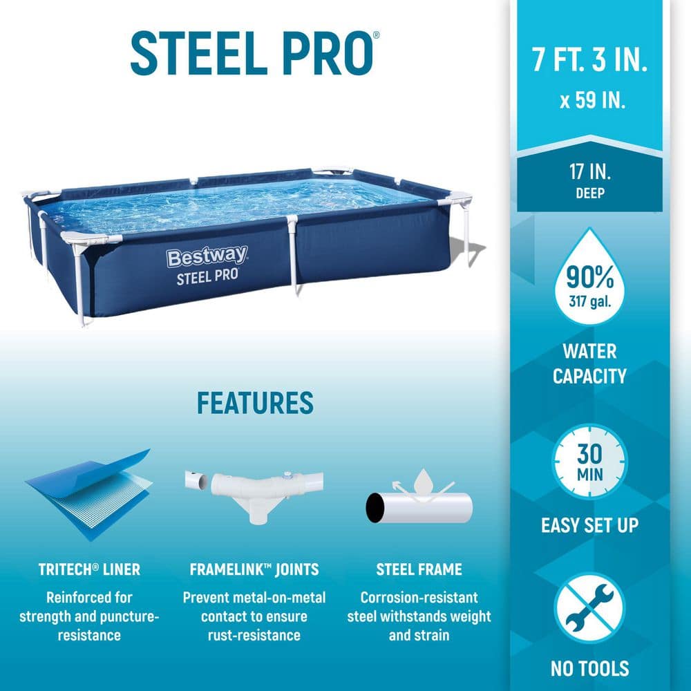 Steel Pro Rectangular Above Ground Swimming Pool with Pump