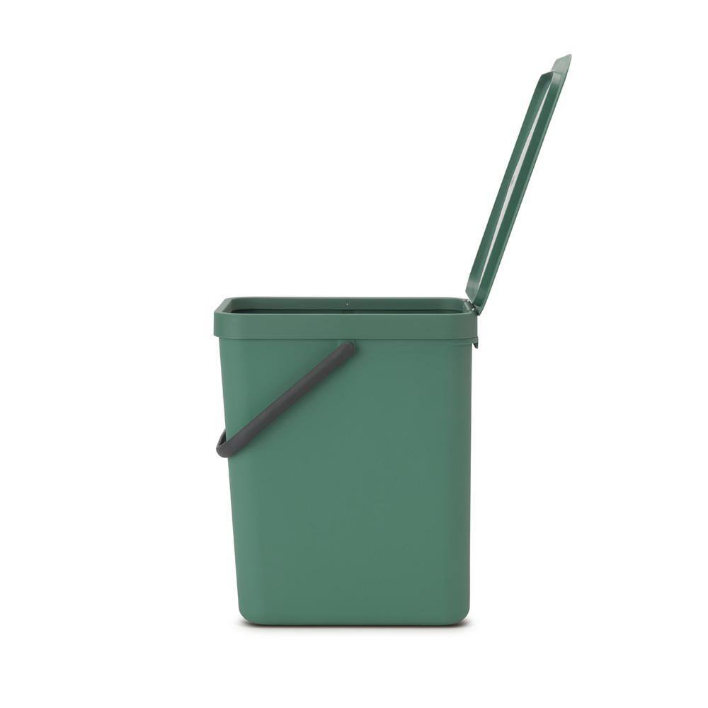 Fir Green Plastic Recycling Bin with Removable Lid, 6.6 Gallon