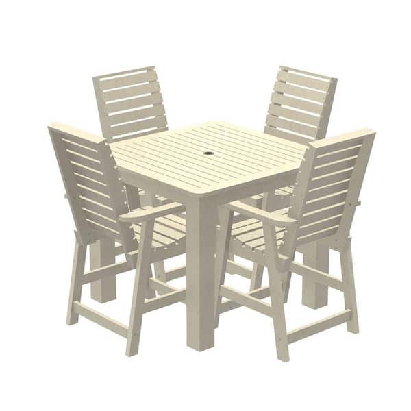 Unbranded Glennville 5-Pieces Square Recycled Plastic Outdoor Counter Dining Set