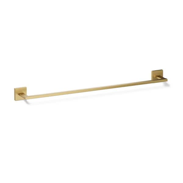 Square 24 in. Wall Mount Towel Bar in Vibrant Brushed Moderne Brass