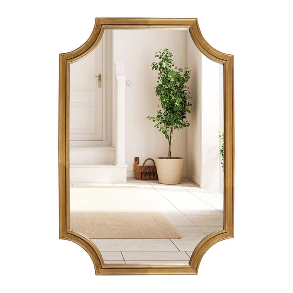 Natural Wood Scalloped Rectangular Wall Mirror