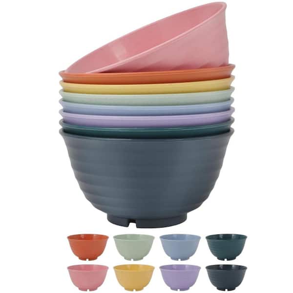 34 fl. oz. Multicolor Assorted Wheat Straw Plastic Bowl Set Microwave Dishwasher Safe Unbreakable Cereal Soup (Set of 8)