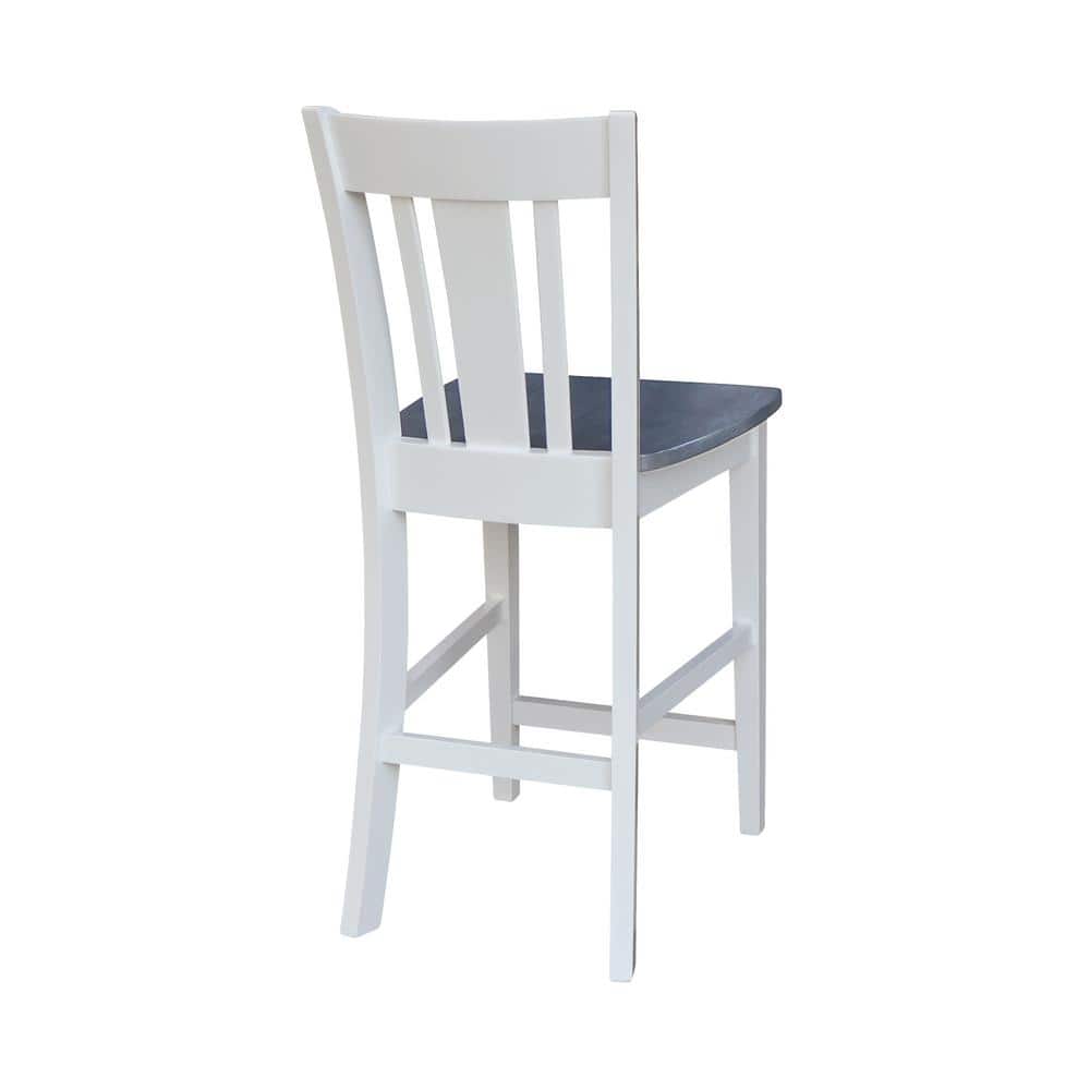 San Remo 24" White and Heather Gray Solid Hardwood Counter Stool
