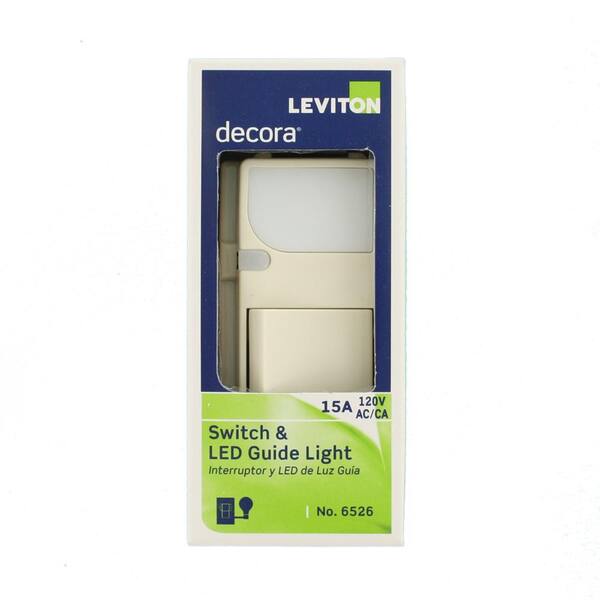 Leviton 6526-T Light Almond 15-Amp 120V AC Combination Decora Switch with LED Guide Light 