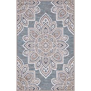 Lara Blue 2 ft. x 3 ft. Geometric Indoor/Outdoor Area Rug