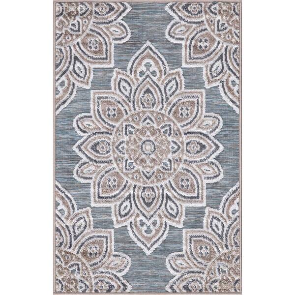 StyleWell Lara Blue 2 ft. x 3 ft. Geometric Indoor/Outdoor Area Rug 28011
