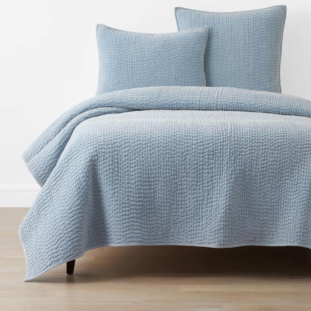 The Company Store Ophelia Velvet Light Blue King Cotton Quilt 51155QK