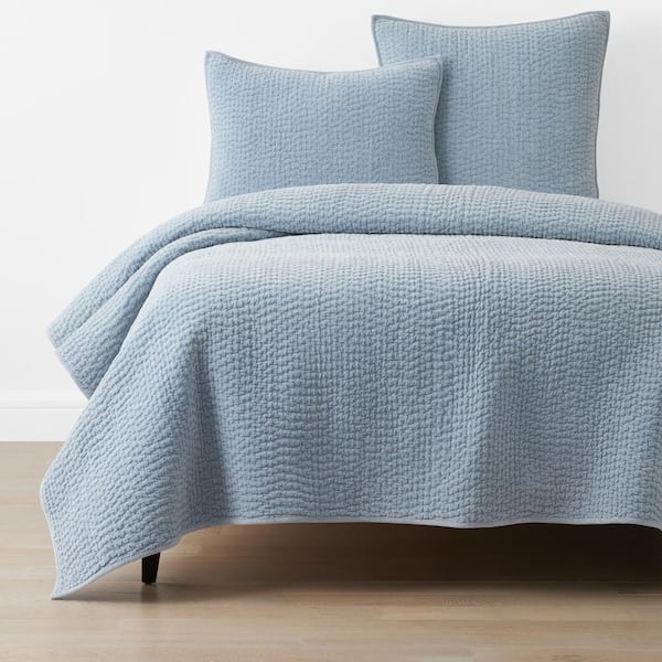 The Company Store Ophelia Velvet Light Blue Full/Queen Cotton Quilt