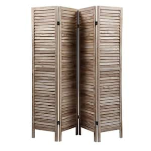 4-Panel Light Brown Folding Room Divider Freestanding Privacy Screen Panels for Indoor Bedroom Office