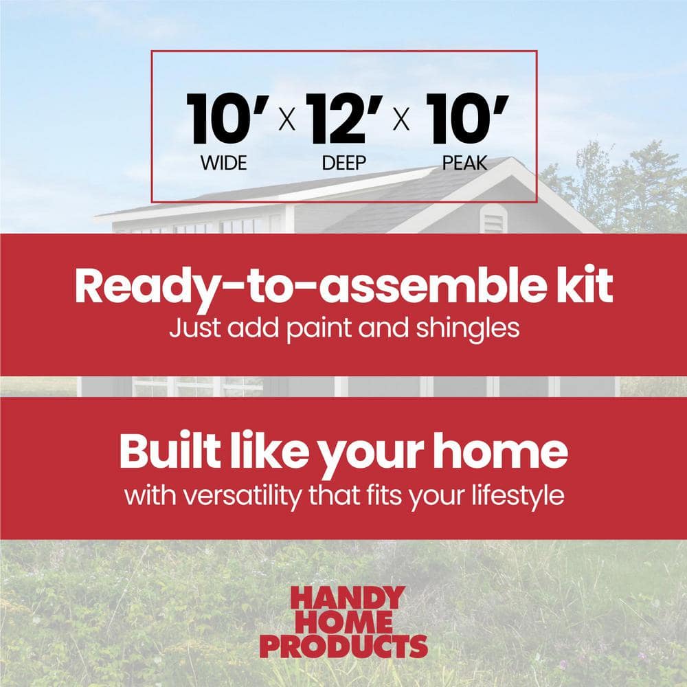 Beige 10' x 12' Wooden Storage Shed Kit with Windows