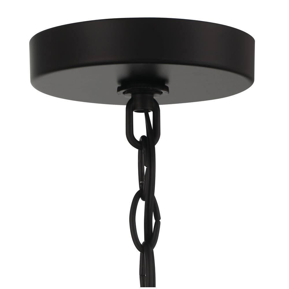Elegant Flat Black Duke 3-Light 24" Pendant with Beige Linen Shade
