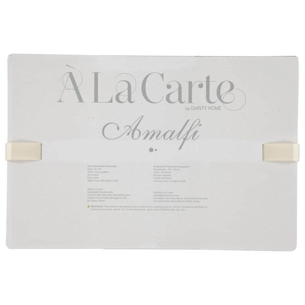 Linen to Natural Faux Leather Reversible Rectangular Placemats Set of 4