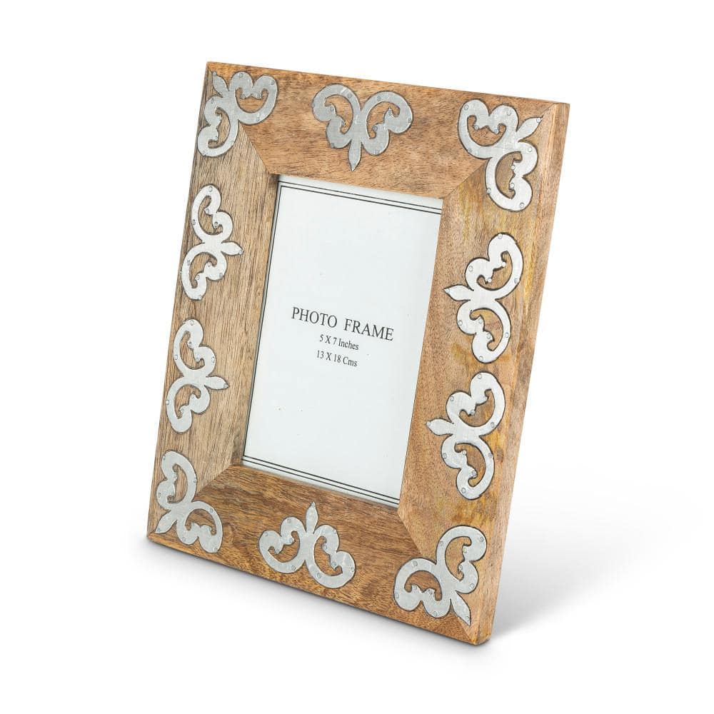 Mainstays 4x6 Etched Leaves Wood Decorative Tabletop Picture Frame