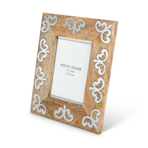GG COLLECTION Wood/Metal 5 in. x 7 in. Brown Picture Frame