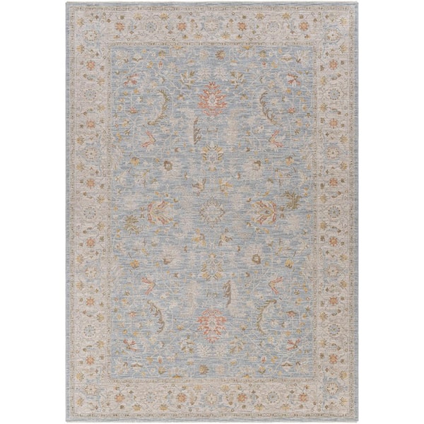Avant Garde 7 ft. x 10 ft. Blue Border Indoor Area Rug