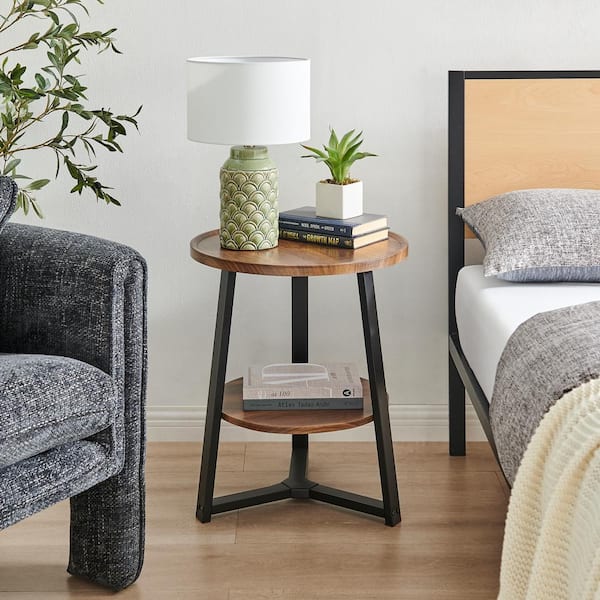 DANYA B Mason 19.7 in. Round 2-Tier Side Accent Table with MDF