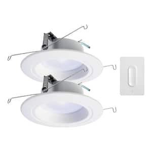 RL 5 & 6in. White Bluetooth Smart Integrated LED Recessed Light Trim, Tunable CCT 2-Pack & Smart Bluetooth Dimmer Switch
