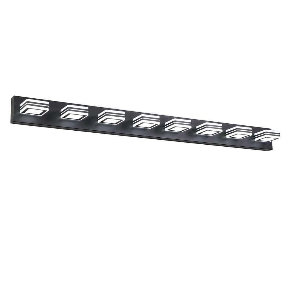 52.2 in. 8-Light LED Vanity Light-Sleek Bathroom Wall Fixture, Iron and Acr