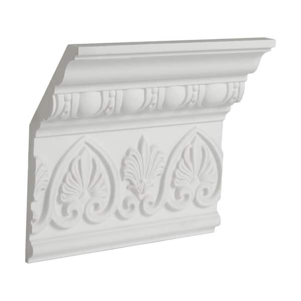 American Pro Decor 6-1/2 in. x 2-1/2 in. x 6 in. Long Egg and Dart with Palmettes Polyurethane Crown Molding Sample