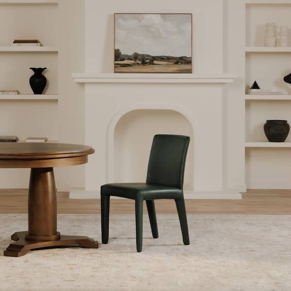 Mirabel Teal Dining Chair, Vegan Leather Upholstery with Iron Frame - (Set of 2)