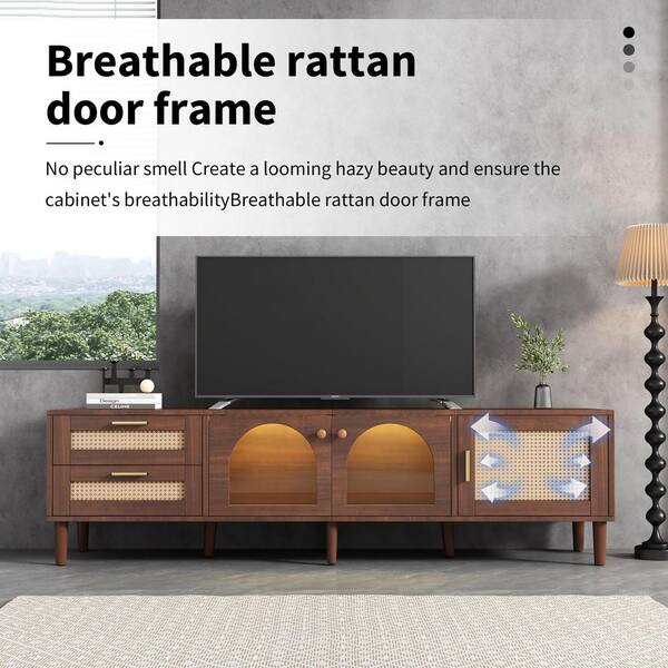 Seafuloy 70.8 in. Dark Brown TV Stand Fits TVs up to 80 in