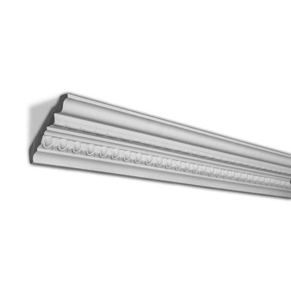 American Pro Decor 3-3/4 in. x 3-3/8 in. x 94-1/2 in. Egg and Dart Barrel Polyurethane Crown Moulding Pro Pack 47 LF (6-Pack)