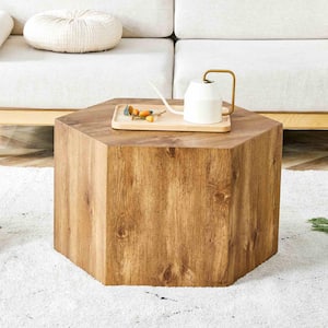 Modern 23.6 in. Natural Hexagon Wood Coffee Table