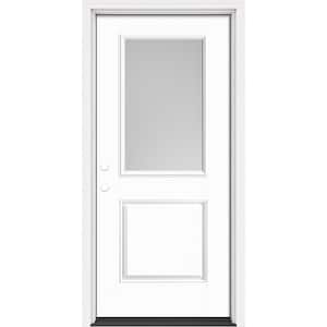 Performance Door System 36 in. x 80 in. 1/2 Lite Pearl Right-Hand Inswing White Smooth Fiberglass Prehung Front Door